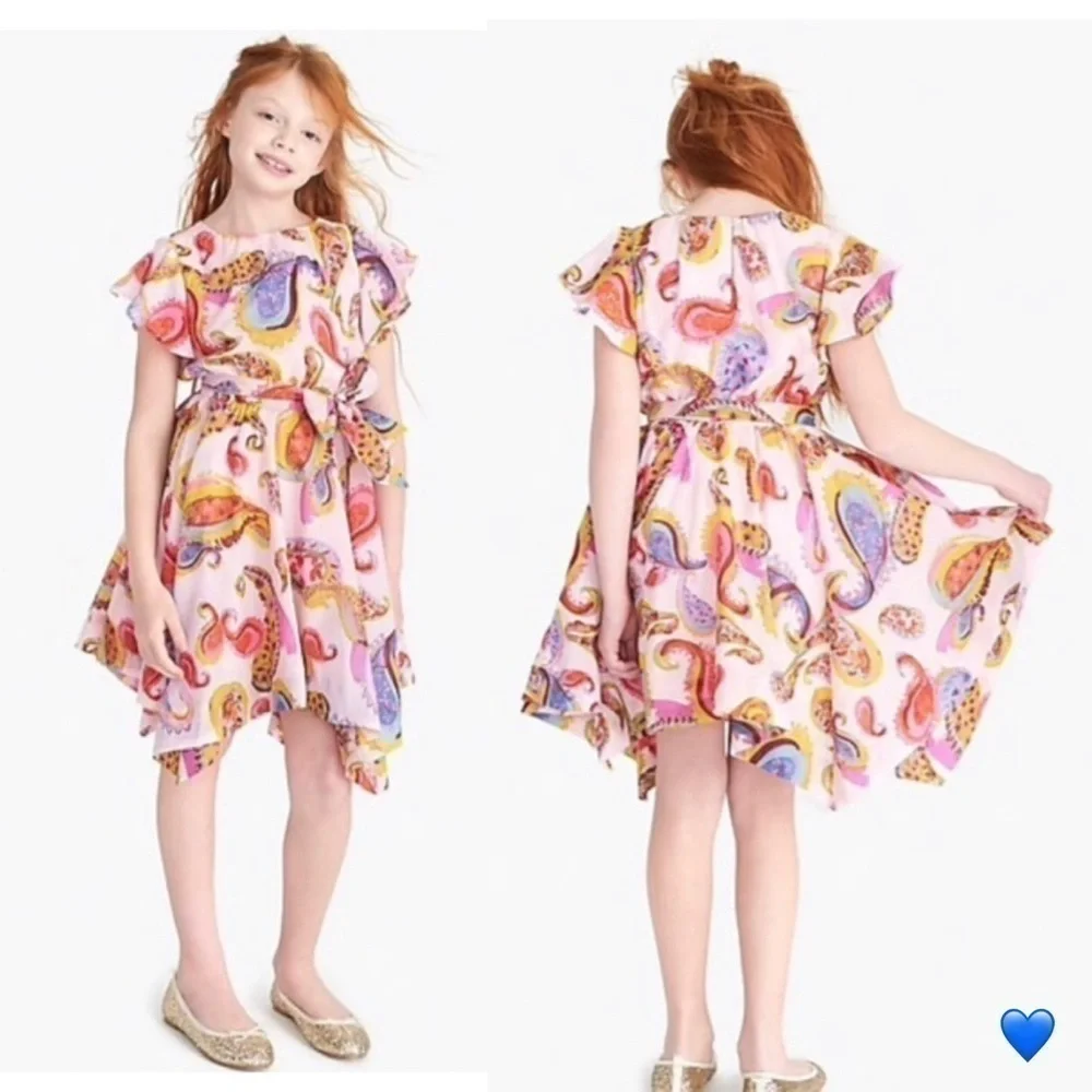 Crewcuts Girls' Handkerchief Dress Pink Paisley Size 2 Toddler 2T Easter New NWT